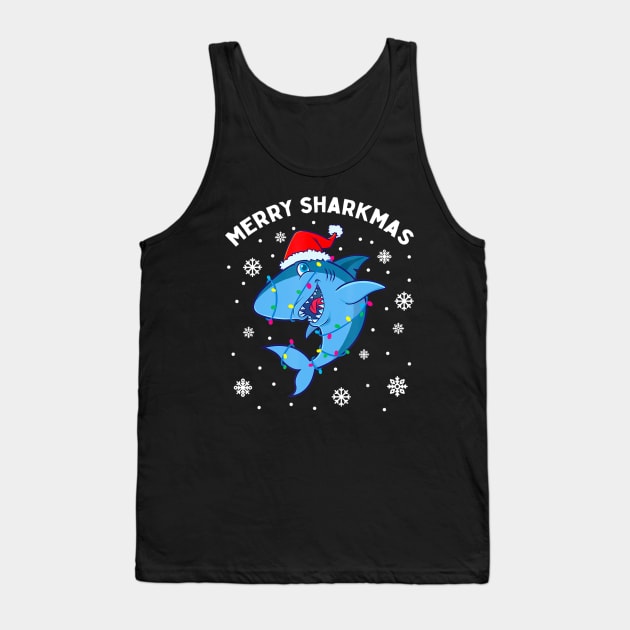 Merry Sharkmas Santa Christmas Sharks Lover Gift for kids Tank Top by preston marvel